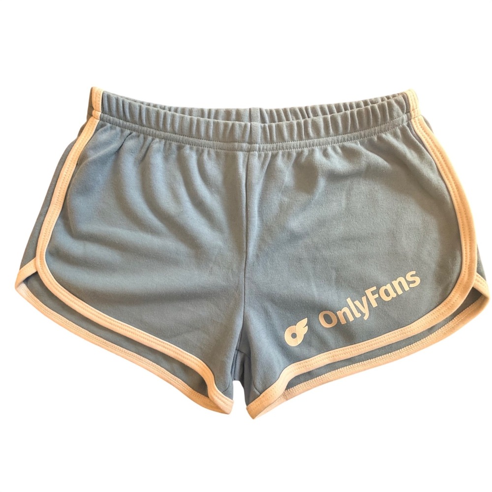 OnlyFans Dolphin Micro Mini Booty Shorts Light Blue White Athletic Lounge Small‎